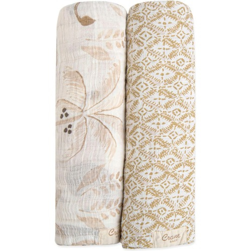 CRANE BABY 2-Pack Assorted Swaddle Blankets, Multi
