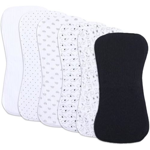 6 Pack Cotton Baby Burp Cloths Extra Absorbent Soft for Baby Boys and Girls