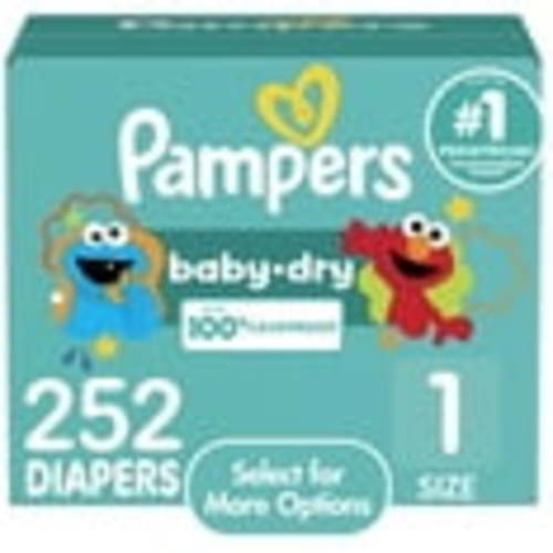 Pampers Baby Dry Diapers Size 1, 252 Count - Leakproof & Hypoallergenic