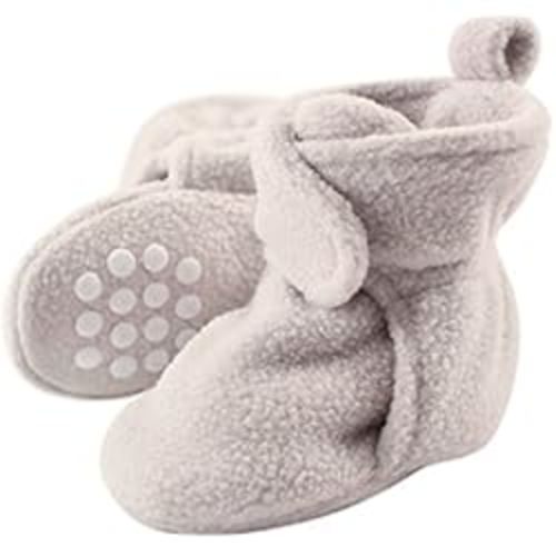 Luvable Friends Boy Cozy Fleece Booties 2-Pack, Gray Charcoal Heather, 6-12 Months
