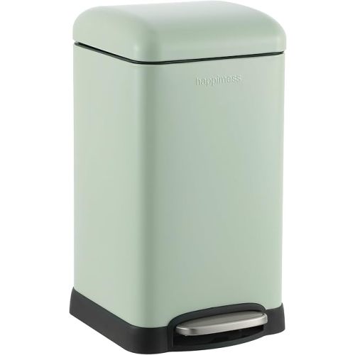 happimess HPM1012I Betty Retro Mini 3.2-Gallon Step-Open Trash Can, Fingerprint Resistant, Modern, Minimalistic for Home, Kitchen, Laundry Room, Office, Bedroom, Bathroom, Pistachio Gelato