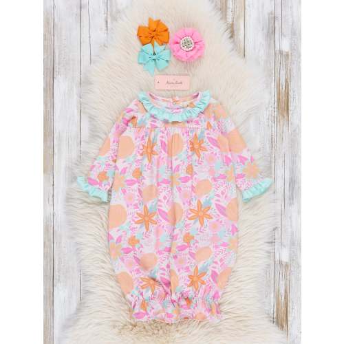 0-3 Hibiscus Buds Ruffle Sleep Gown