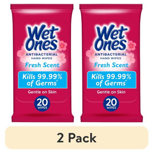 (2 pack) Wet Ones Antibacterial Hand Wipes Travel Pack, Fresh Scent, 20 Ct