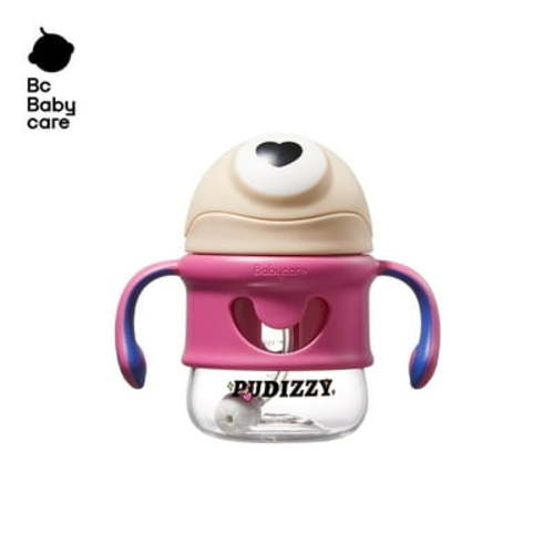Bc Babycare Pudizzy Tritan Sippy Cup, 7.44oz with Handle, 6 Months+ Infant and Toddler, Red