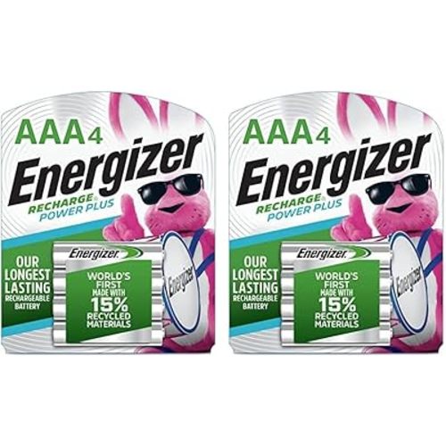 Energizer Rechargeable AAA Batteries, Recharge Power Plus Triple A Battery Pre-Charged, 4 Count (Pack of 2)
