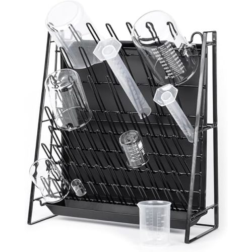 Drying Rack for Lab Glassware and Bottles - Laboratory Draining Dryer Stand for Countertop, Space Saving Steel Wire Frame - Station for Baby Feeding Bottle