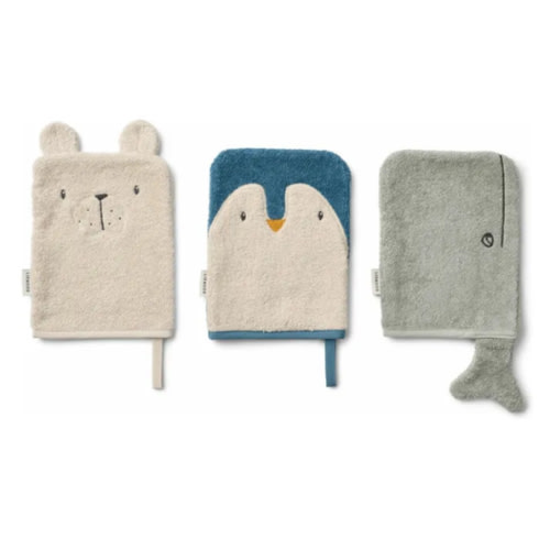 Organic Cotton Washcloths - Set of 3 | Arctic Sea/Ocean view