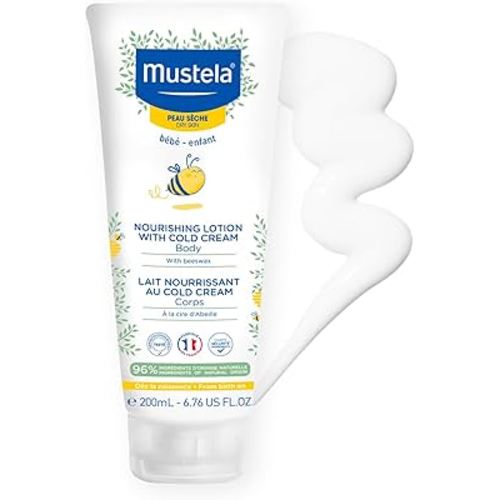 Mustela Baby Nourishing Lotion – Daily Body Lotion for Dry Skin - with Natural Avocado, Cold Cream & Beeswax - 6.76 fl. oz. - Packaging may vary