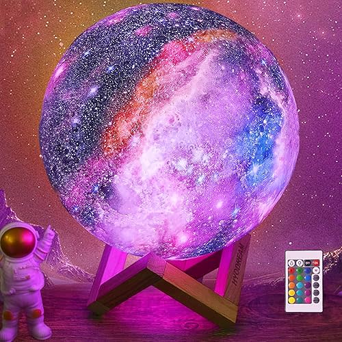 7.9 inch Large Moon Lamp Galaxy Starry Moon Night Light with Touch and Remote Control 16 Colors as Cool Lamp Gift for Boys or Girls
