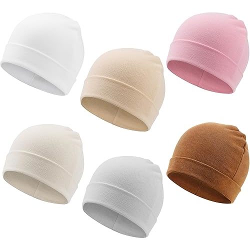 DRESHOW BQUBO 6 Pack Baby Newborn Hats Set for Unisex Infant Newborn Toddler Soft Beanie Hat for Boys Girls 0-24 Months