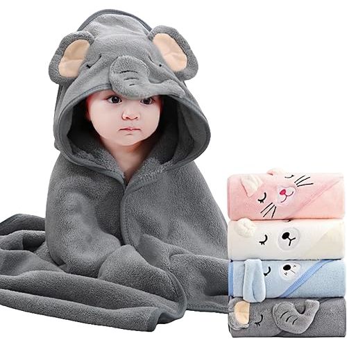 4Pcs Baby Hooded Towel,31 * 31 in Toddler Bath Towels for Newborn Babies,Toallas de Baño para Bebe,Organic Infant Kids Boy Essentials 1-3