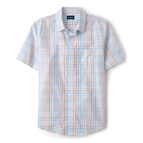Mens Dad And Me Gingham Poplin Button Up Shirt - Multi