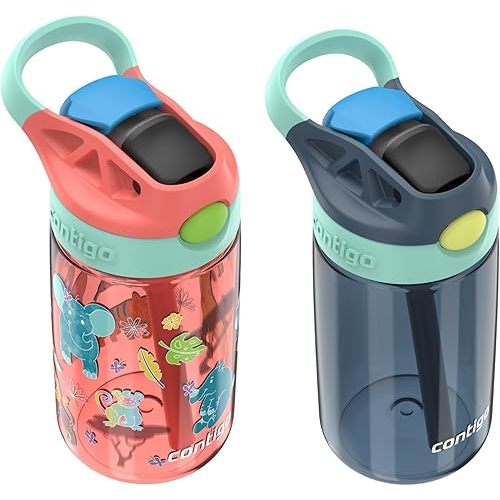 Contigo Kids Water Bottle with Redesigned AUTOSPOUT Straw, 14 oz, 2-Pack