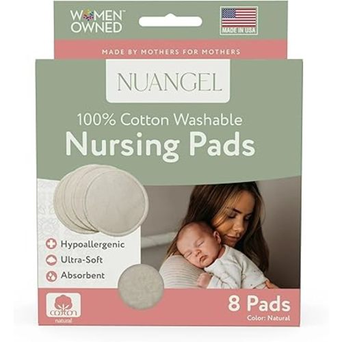 Natural Cotton Washable Nursing Pad, Essential for Newborn Care, Perfect Breast Pads for Leaking Milk, Nipple Pads for Nursing Newborns, Must-Have for Breastfeeding Moms (8 Pads per Package)