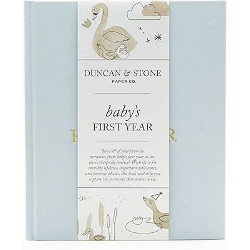 Baby First Year Book - Heirloom Keepsake Baby Memory Book to Record Important Milestones, Photos & More - Pregnancy Books (Sky Blue,112 Pages)
