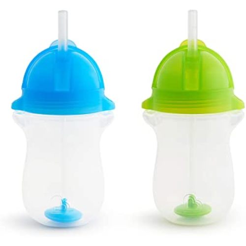Munchkin® Any Angle™ Weighted Toddler Straw Cup with Click Lock™ Lid, 10 Ounce, 2 Pack, Blue/Green