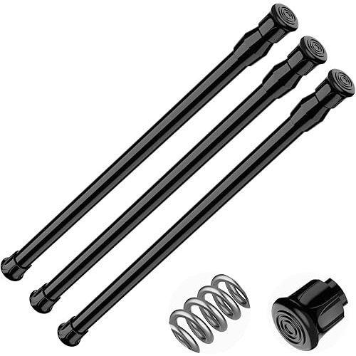 AIZESI Spring Tension Curtain Rods Short Tension Rod (Black, 16" to 27"-3Pcs)