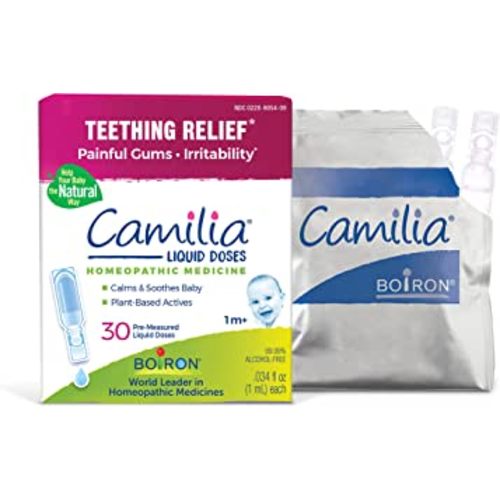 Boiron Camilia Teething Drops for Daytime and Nighttime Relief of Painful or Swollen Gums and Irritability in Babies - 30 Count