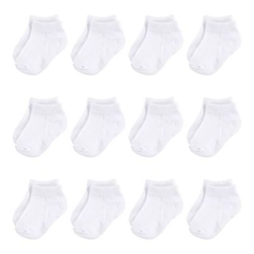 Hudson Baby Infant Unisex Cotton Rich Newborn And Terry Socks, White No-show, 0-6 Months