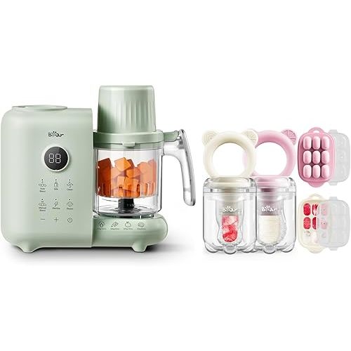 BEAR Baby Food Maker Baby Fruit Food Feeder & Mini Freezer Nibble Tray Combo