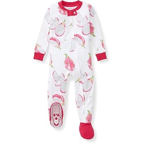 Burt's Bees Baby Baby Girls' Organic Cotton Zip-Front Non-Slip Footed Sleeper Pajamas