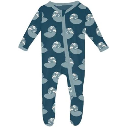KicKee Print Footies with Zipper, Super Soft One-Piece Jammies in Our Nautical Mini Seasonal Prints