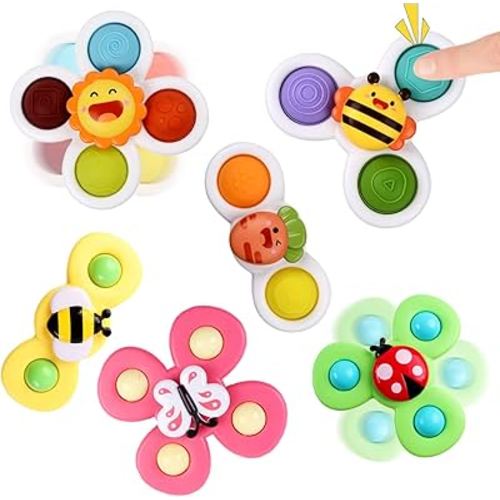 Suction Cup Spinner Toy for Baby - Suction Cup Fidget Spinner Toys Bath Toys Window Spinning Top Baby Toys 12-18 Months Christmas Birthday Gifts for 1 2 3 Boys Girls Sensory Toys for Toddlers 1-3