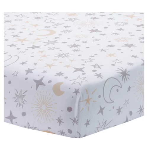 Goodnight Moon 100% Cotton White Fitted Crib Sheet - Moon/Stars – Lambs & Ivy