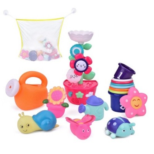 Fun Little Toys 17 PCS Floral Waterfall Bath Set