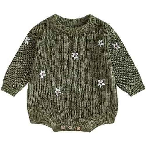 woshilaocai Baby Boy Girl Sweater Oversized Long Sleeve Romper Warm Crewneck Bodysuit Knitted Winter Clothes