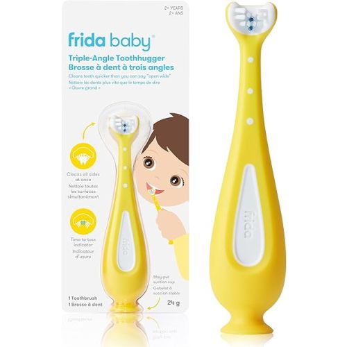 Frida Baby Triple-Angle Toothhugger Training Toddler Toothbrush | Toddler Toothbrush 2 Years and Up| Cleans All Sides at Once