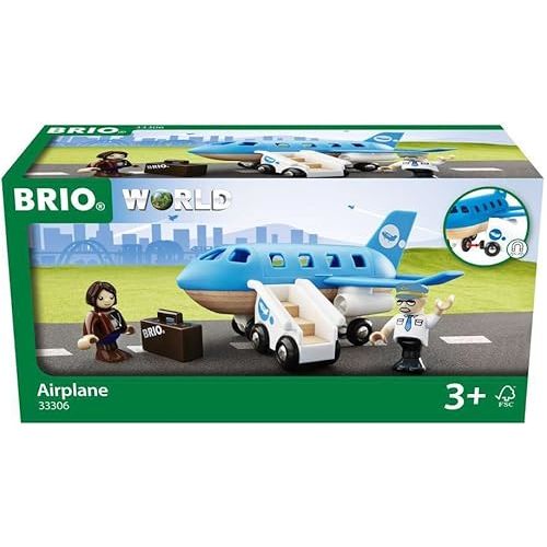BRIO World - 33306 Airplane | Stimulating Wooden Toy Plane Set | Enhances Creativity and Logical Thinking | Compatible with BRIO Railway Toys | for Kids Aged 3+