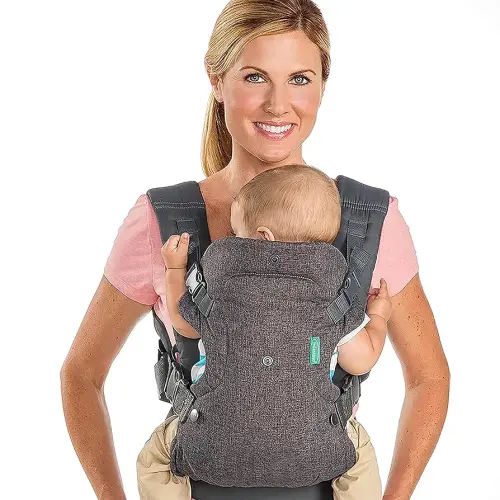 Infantino Flip 4-in-1 Convertible Baby Carrier, Adjustable, Ergonomic Babywearing, Registry Essential, Baby Carrier for Newborn to Toddler, Gray