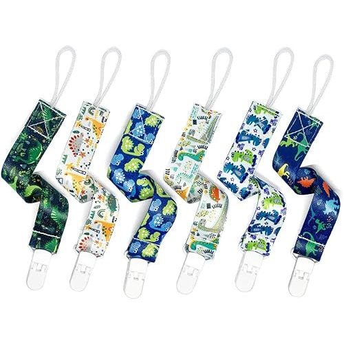 PandaEar Baby Pacifier Clips, 6 Pack Universal Holder Leash for Boys and Girls, Teething Toys Teethers