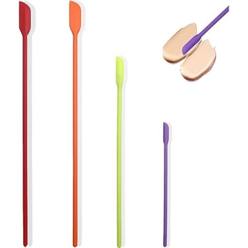 Beauty Spatula, 4 PCS Makeup Spatula Mini Spatula for Cosmetics and Kitchen Jar, Small Silicone Spatula for Beauty and Kitchen Tiny Spatula 3 Sizes (4)