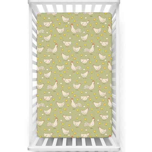 Farm Themed Fitted Mini Crib Sheets,Portable Mini Crib Sheets Soft & Stretchy Fitted Crib Sheet-Crib Mattress Sheet or Toddler Bed Sheet, 24“ x38“,Khaki Champagne Mustard Burnt Sienna