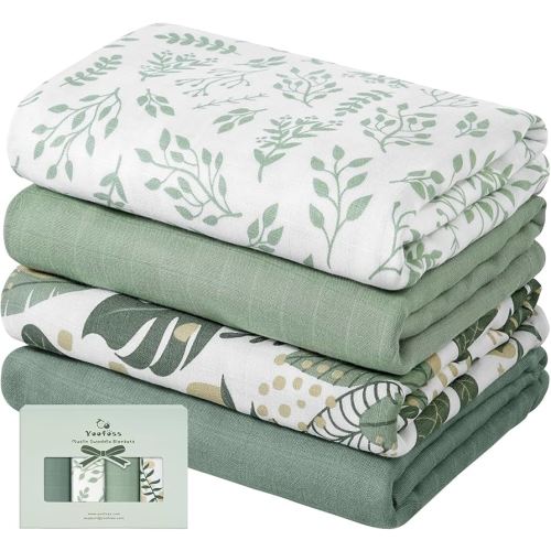 Yoofoss Organic Muslin Swaddle Blankets, Baby Blankets, 47 x 47 Inches Receiving Blanket for Baby Boys and Girls, Baby Essentials for Newborns Soft Breathable