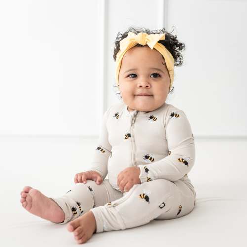 Zippered Romper in Bee Mine