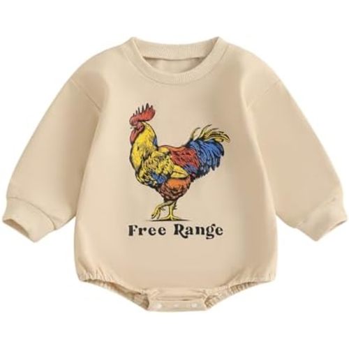 Newborn Baby Boys Romper Sweatshirt Western Country Farm Long Sleeve Bubble Bodysuit Jumpsuit Fall Winter Clothes