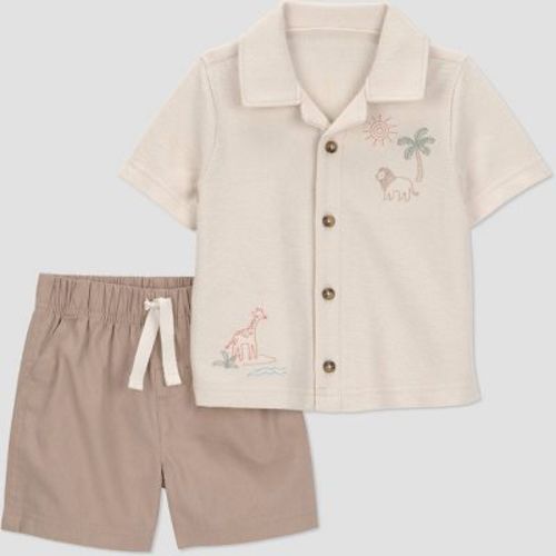 Carter's Just One You® Baby Boys' 2pc Scenic Safari Button-Down Shirt and Shorts Set - Brown 6M