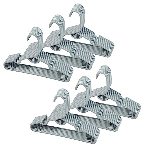 60pcs Grey Baby Nursery Closet Hangers,Non-Slip Laundry Infant Pant Hanger for Newborn Clothes Gift,Stackable Hangers,Save Space Ultra-Thin Child Coat Hanger for Girl Boy Toddler Kid
