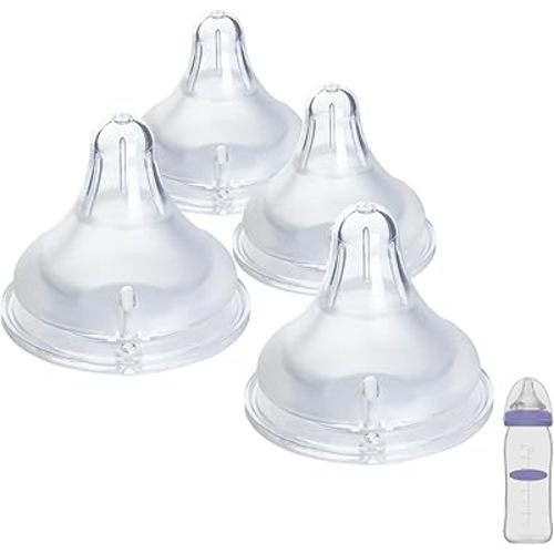4 Count Bottle Nipples Compatible with Lansinoh NaturalWave Bottle, Soft and Durable Silicone Bottle Nipples, BPA-Free Replacement Bottle Nipple XS