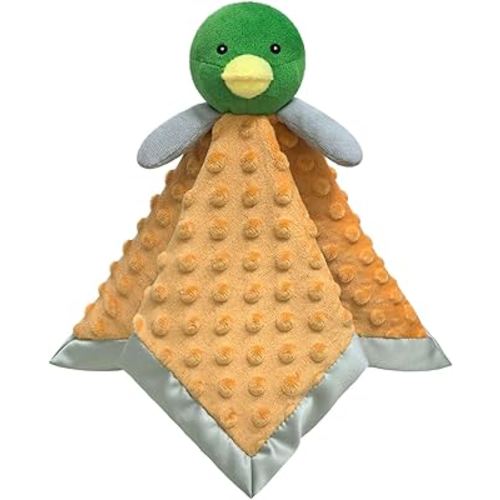 Baby Soft Mallard Duck Stuffed Animal Security Blanket, Green Duck Plush Character Lovey Blanket, Baby Shower/Nursery Gift, Newborn Infant Toddler Snuggle Blankie for Boys Girls, 14 Inches