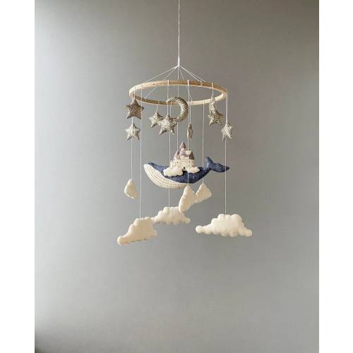 Baby mobile ocean for nursery, whale crib mobile, space baby mobile, baby shower gift, cloud mobile, castle nursery