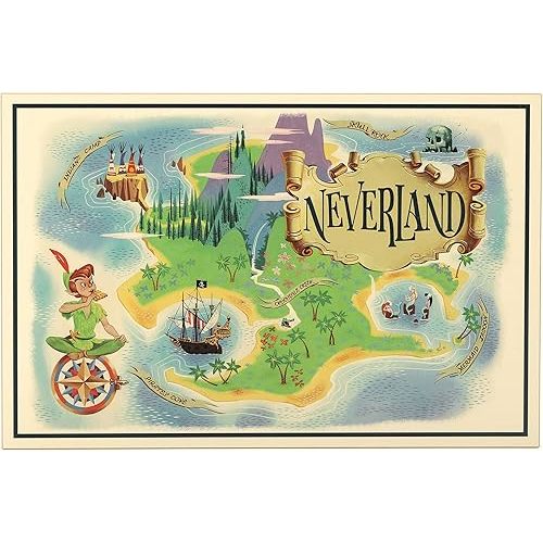 Open Road Brands Disney Peter Pan Neverland Map - Large Peter Pan Wall Decor for Kids' Bedroom, Play Room or Nursery