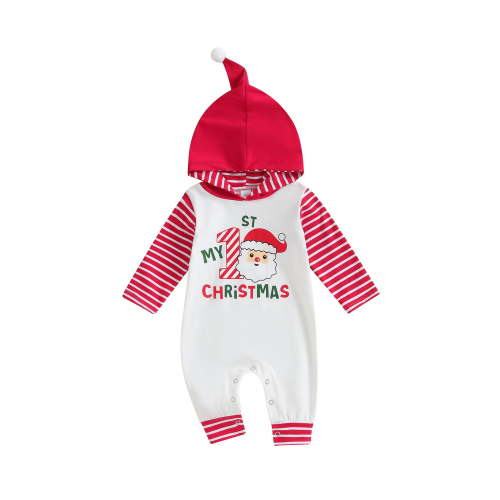 Newborn Baby Boy Girl Christmas Outfit My First Christmas Romper Onesie Hoodie Jumpsuit Fall Winter Clothes