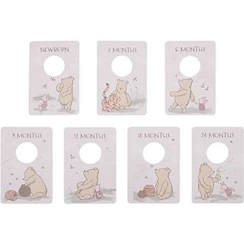 Disney Classic Winnie The Pooh Ivory, Tan, and Sage Nursery Baby Closet Dividers - Set of 7 Newborn to 24 Months