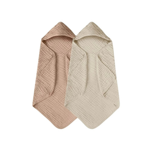 Yoofoss Hooded Baby Towels for Newborn 2 Pack 100% Muslin Organic Cotton Baby Bath Towel with Hood for Babies, Infant, Toddler and Kids, Large 32x32Inch, Soft and Absorbent Newborn Essential