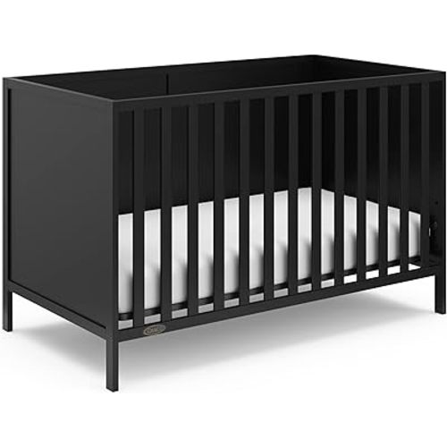 Graco Theo 3-in-1 Convertible Crib (Black) - GREENGUARD Gold Certified, Converts to Toddler Bed & Daybed, Fits Standard Full-Size Crib Mattress, 4 Adjustable Mattress Heights