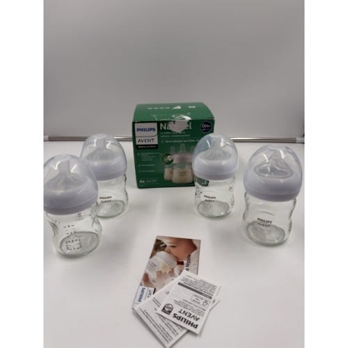 Philips Avent Natural Glass Baby Bottle With Natural Response 4oz 4 Pack
